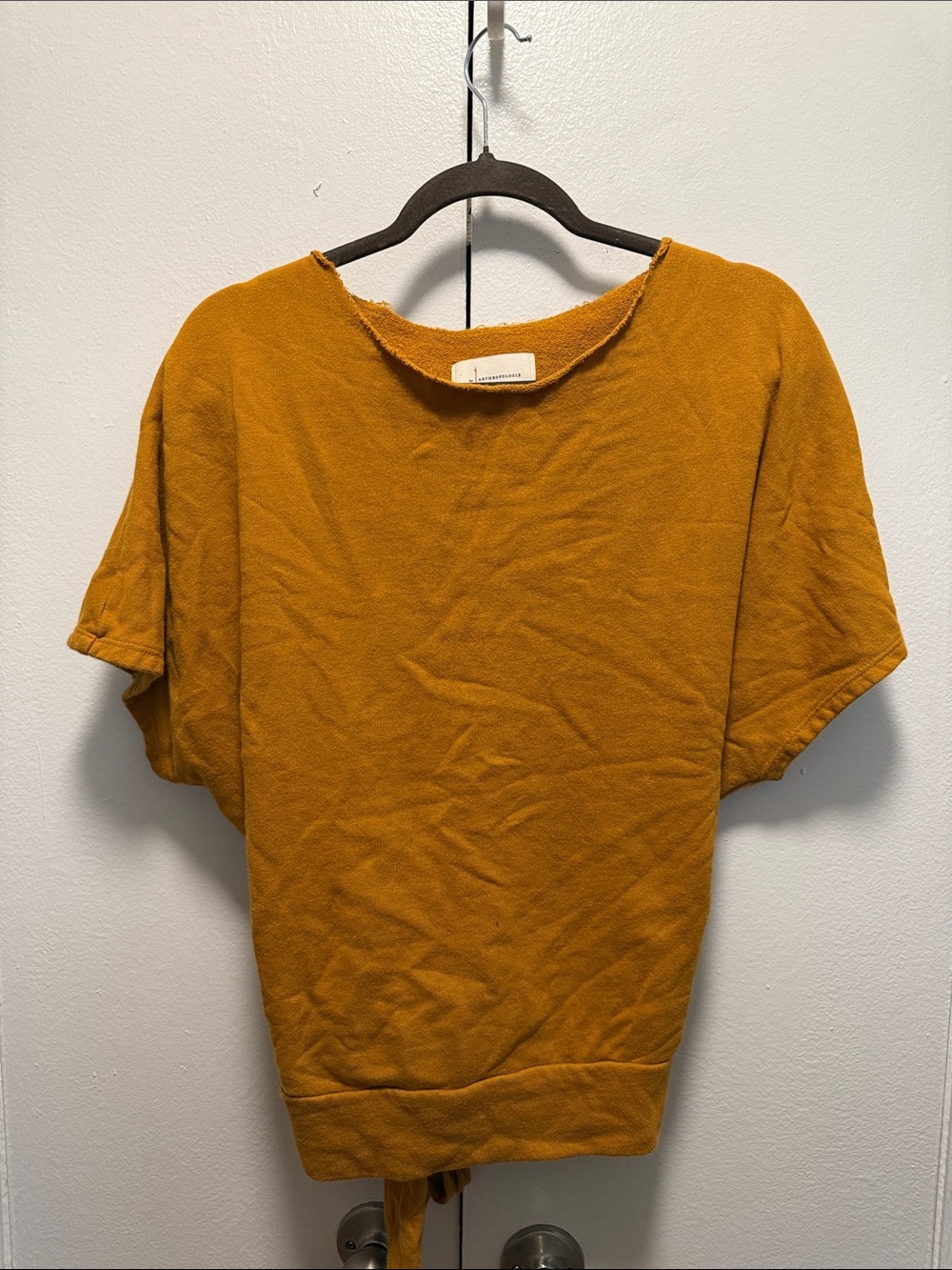 Anthropologie Short Sleeve Knit Top in Mustard